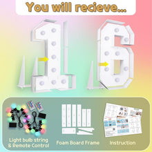 Load image into Gallery viewer, Interactive Colorful 16th Birthday Marquee Numbers - 4 Feet Large Display