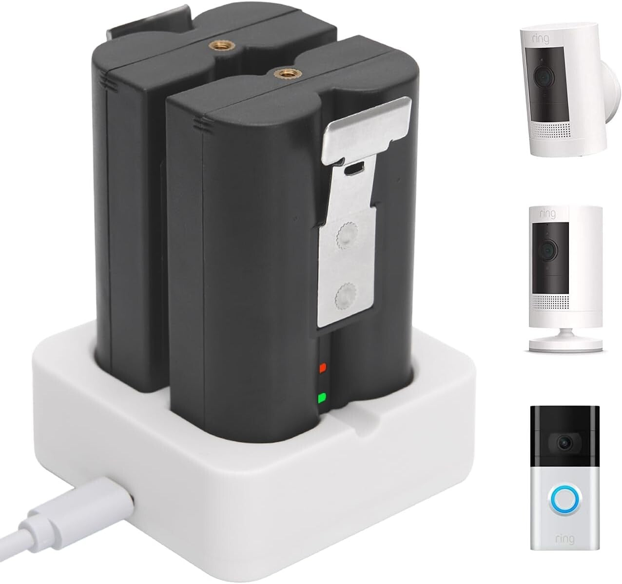 Complete 2-Pack 6040mAh Battery Solution with Charger for Ring-Doorbell & Cam