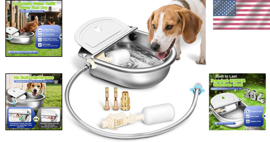 2.5L Auto-Filling Stainless Steel Water Bowl Kit for Farm Animals - Complete Set