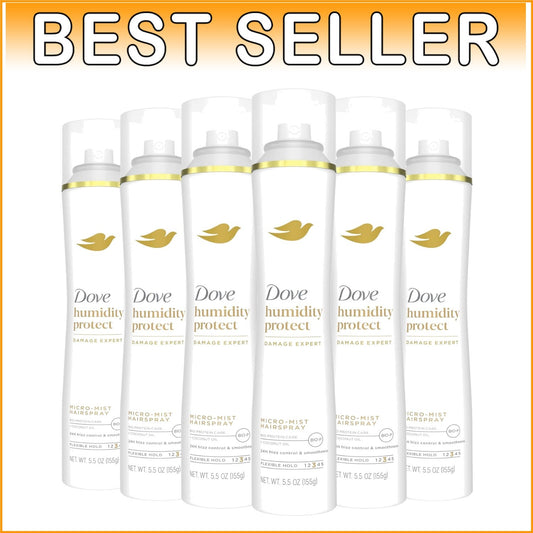 Flexible Hold Hairspray Pack of 6 - Humidity & Frizz Control with Coconut Oil