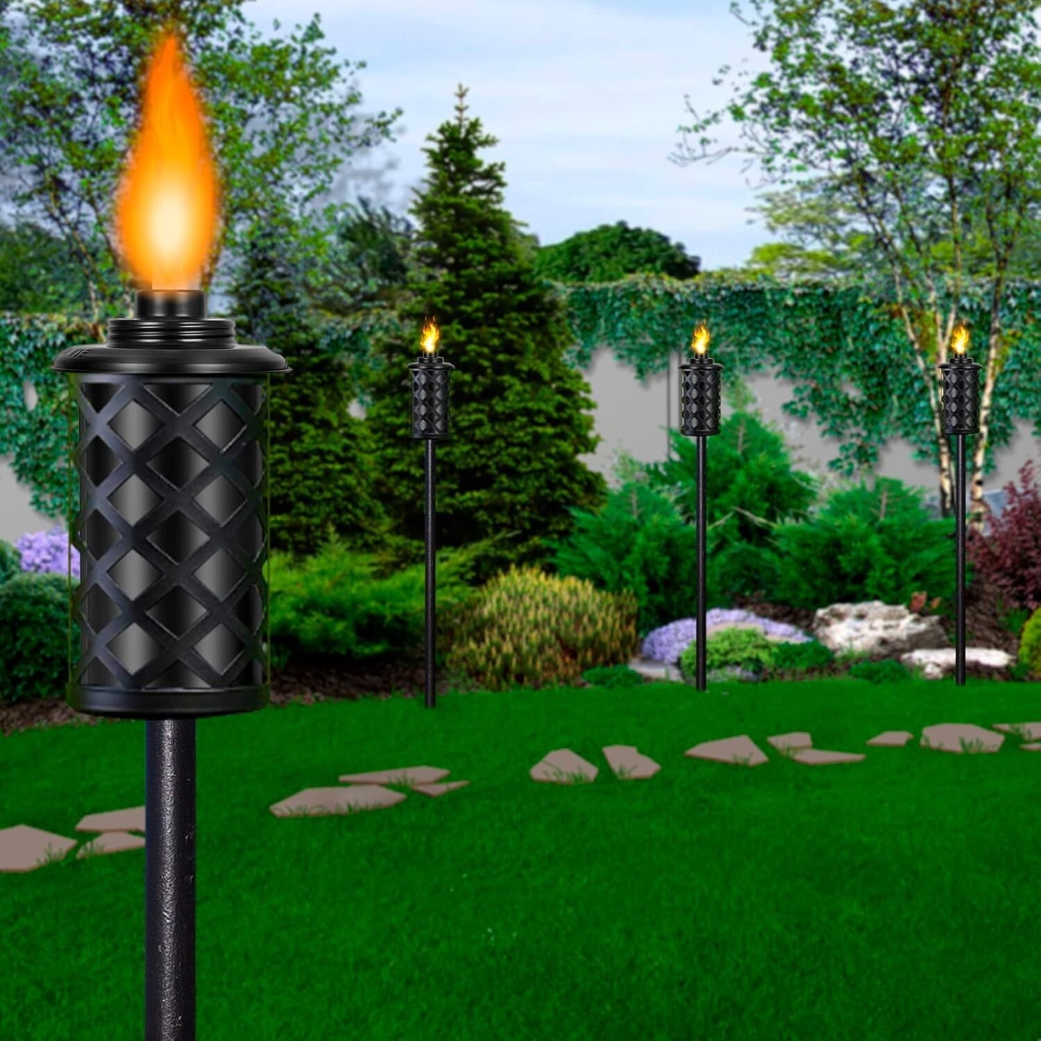 16 oz Outdoor Torch Canisters with Wicks - Ideal for Lawn and Patio Ambiance