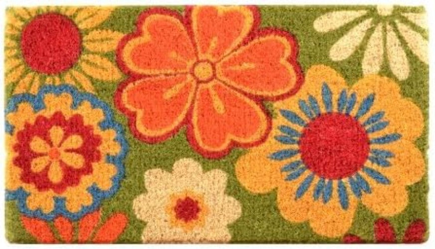 Vibrant Summer Flowers Doormat - Durable Coir Mat for Seasonal Charm - 18"x30"