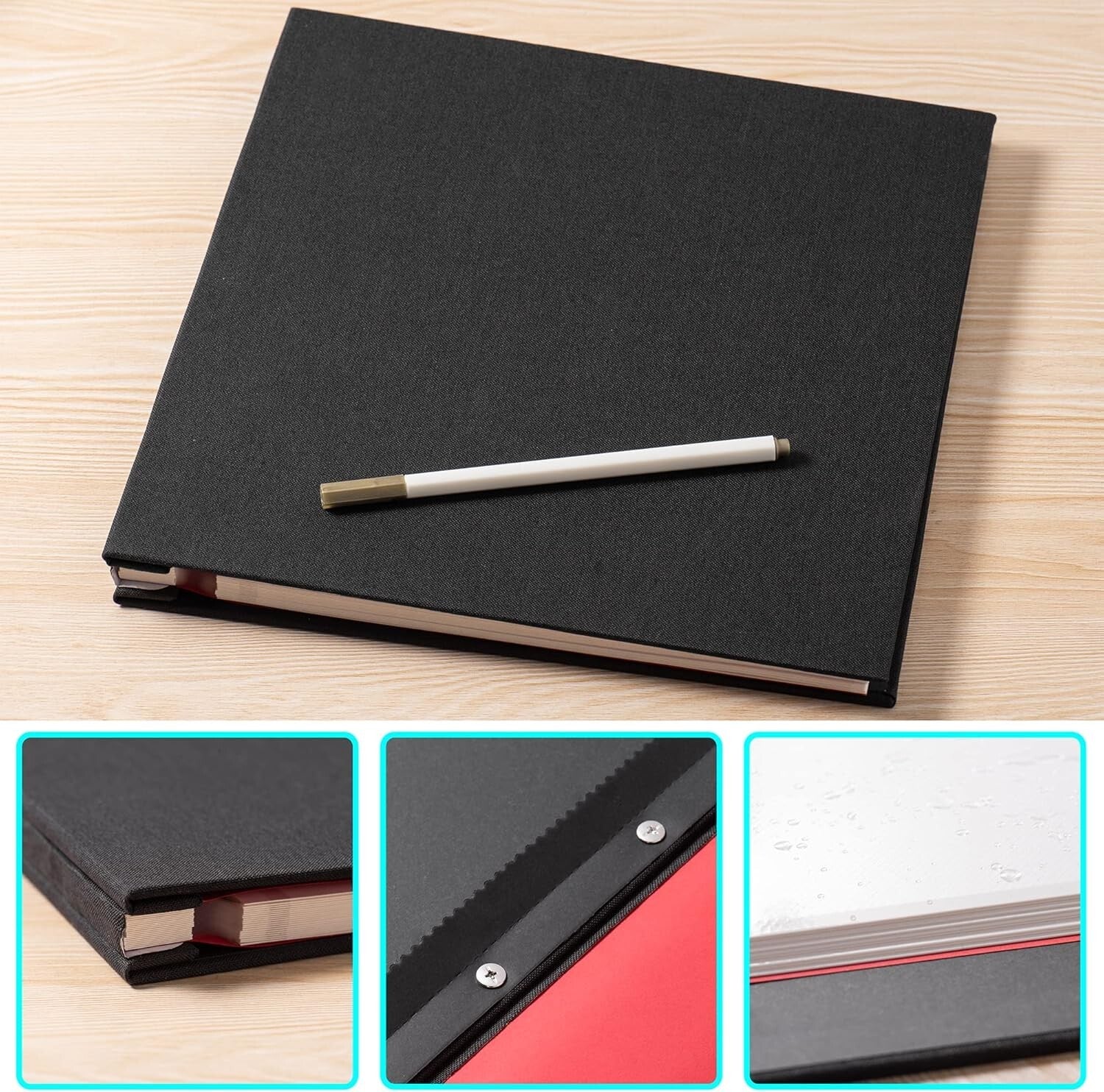 Elegant 60-Page Magnetic Photo Album for Cherished Memories - Black Linen Design