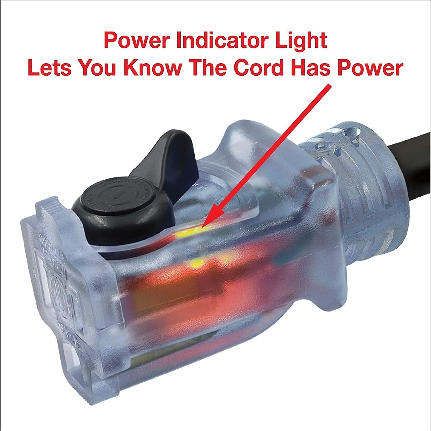 16/3 SJTW Heavy-Duty Outdoor Extension Cord & Lighted Locking Connector - 80ft