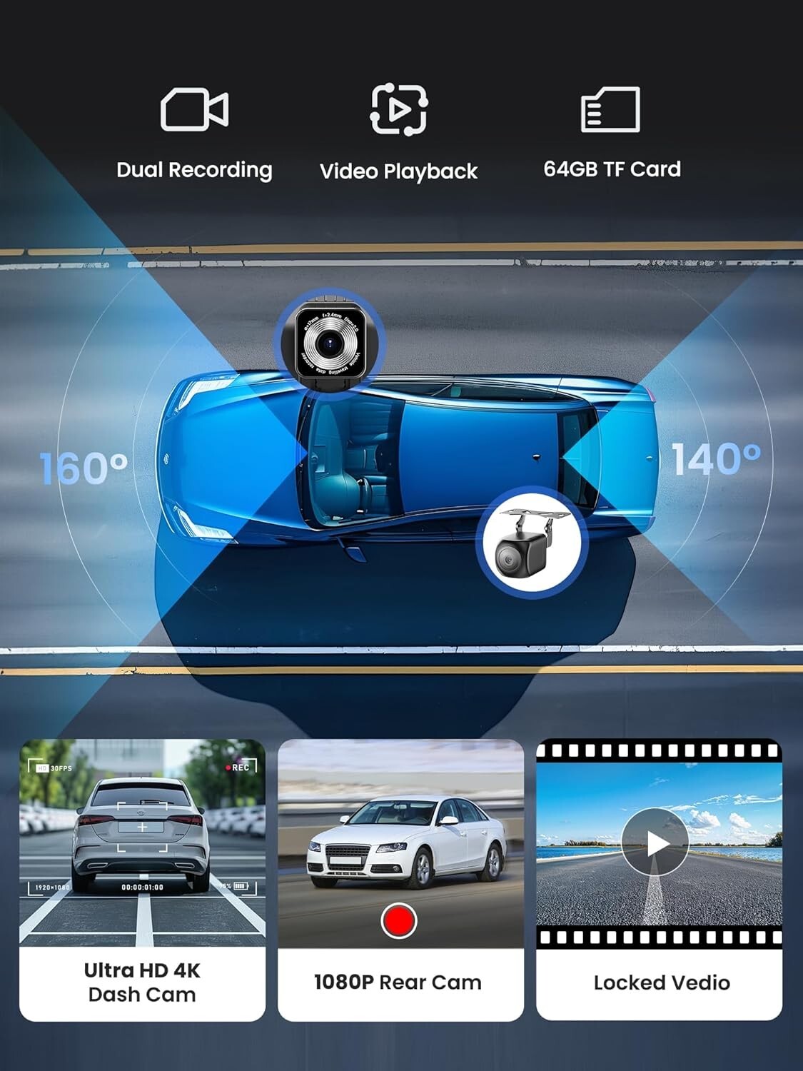 9-Inch Touchscreen Carplay Screen & Dash Cam - Seamless Smartphone Integration