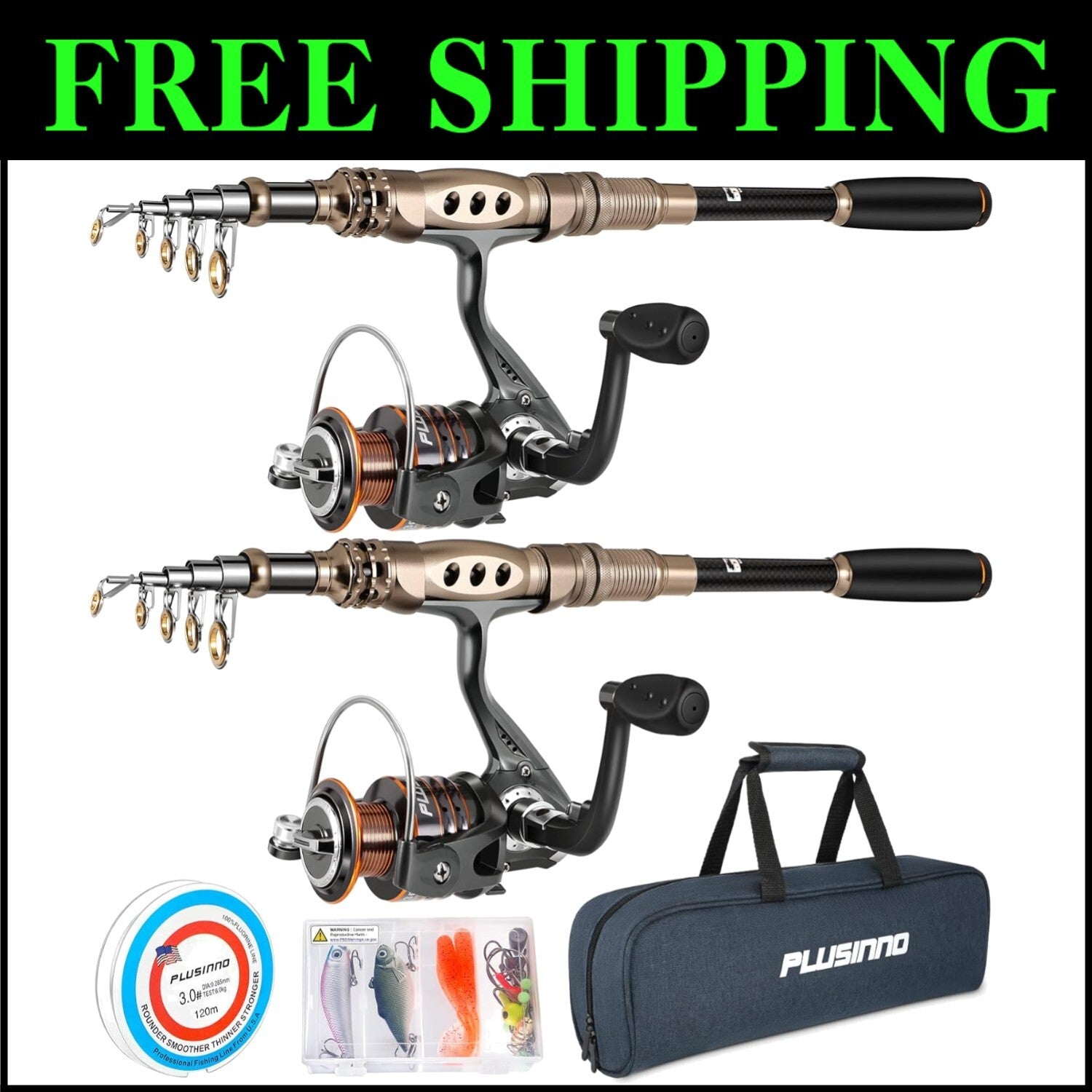 All-in-One Fishing Rod and Reel Combo - Telescopic 8.86ft for Sea & Freshwater
