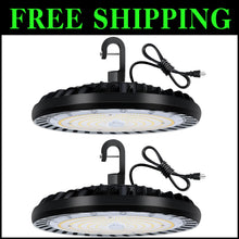 Load image into Gallery viewer, Modern Black 200W UFO LED High Bay Light - Perfect for Garages &amp; Warehouses