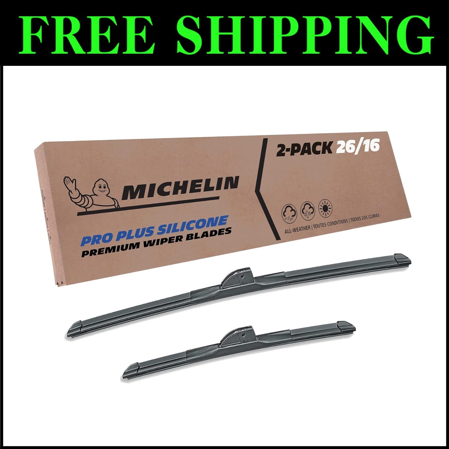 Premium 2-Pack Silicone Wiper Blades - Easy Installation for Multiple Vehicles