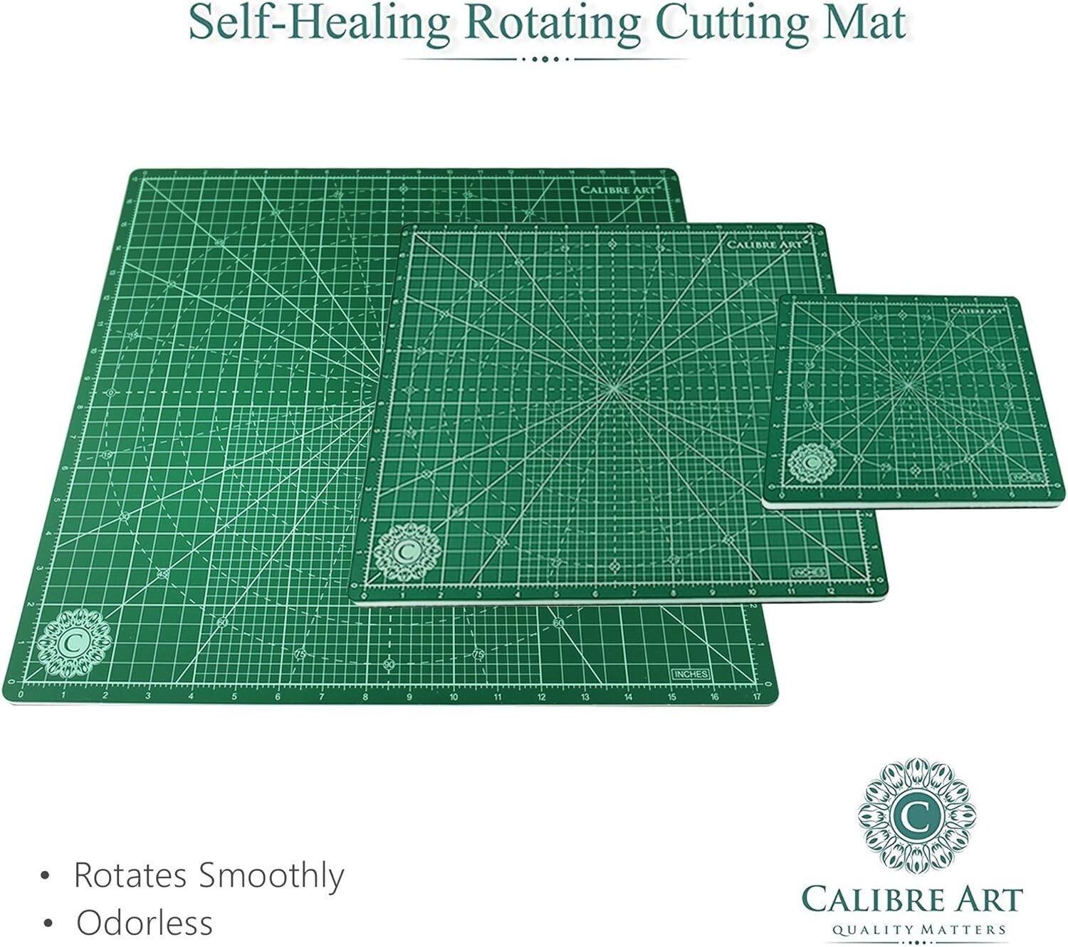14.3-Inch Rotating Cutting Mat - Ideal for Crafting, Quilting & Fabric Cutting