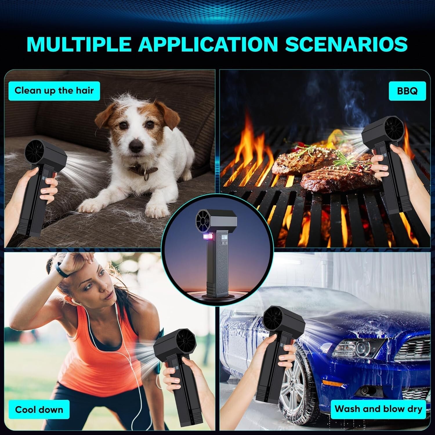 Portable Cordless Turbo Fan Leaf Blower - Ideal for Car Drying & Patio Cleaning