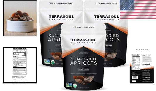 6 Lbs Certified Organic Sun-Dried Apricots - Deliciously Sweet & Fiber-Rich