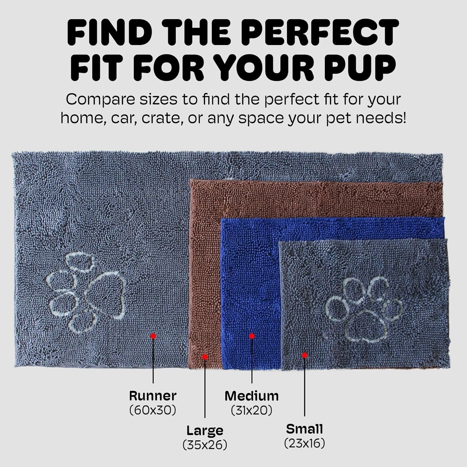 Versatile Machine Washable Doormat for Dogs - Absorbent Mist Grey Rug, 60" X 30"