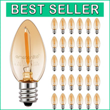 Load image into Gallery viewer, 30 Amber LED Night Light Bulbs, E12 Base &amp; 360° Illumination – Warm 2200K Glow