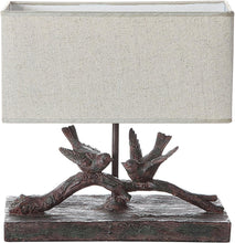 Load image into Gallery viewer, Elegant Rustic Bird Table Lamp with Antique Bronze Finish &amp; White Shade
