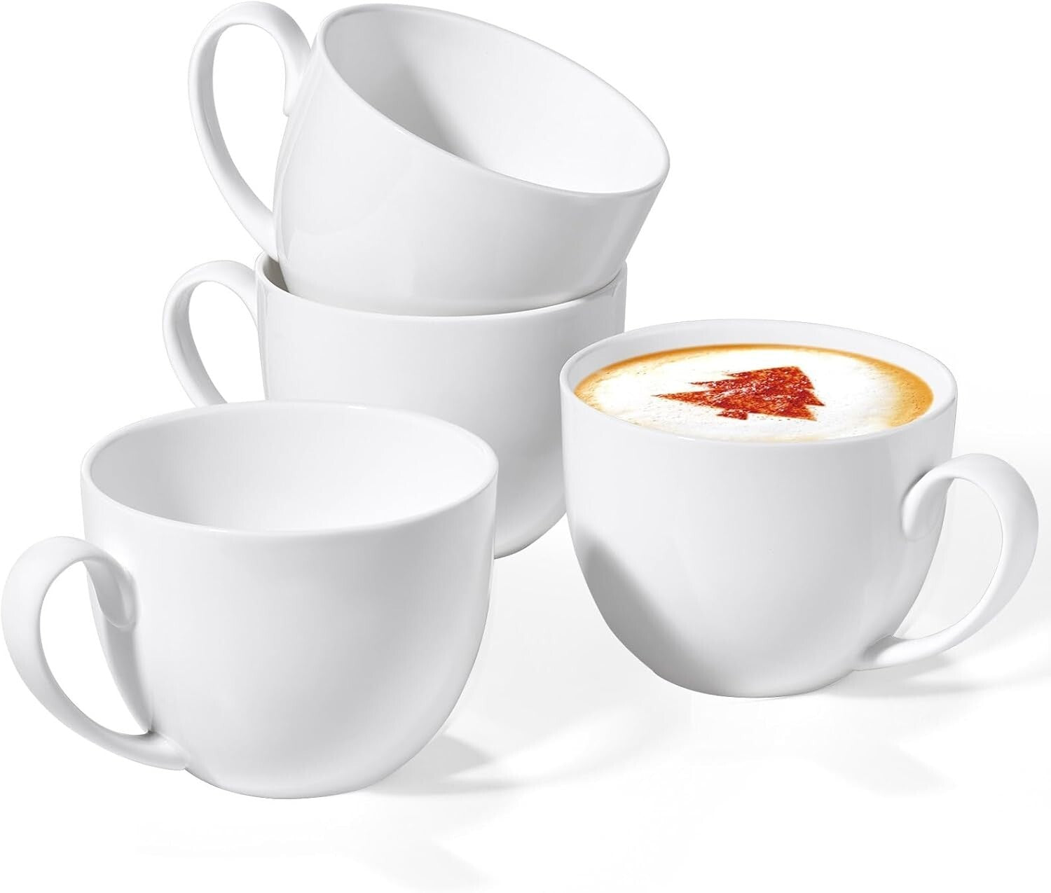 Versatile 4-Piece Bone China Cereal Mug Set - Ideal for Coffee & Snacks