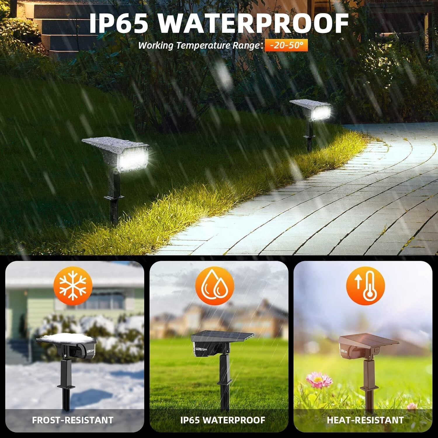 10 Pack Waterproof Solar LED Landscape Lights with Adjustable Brightness