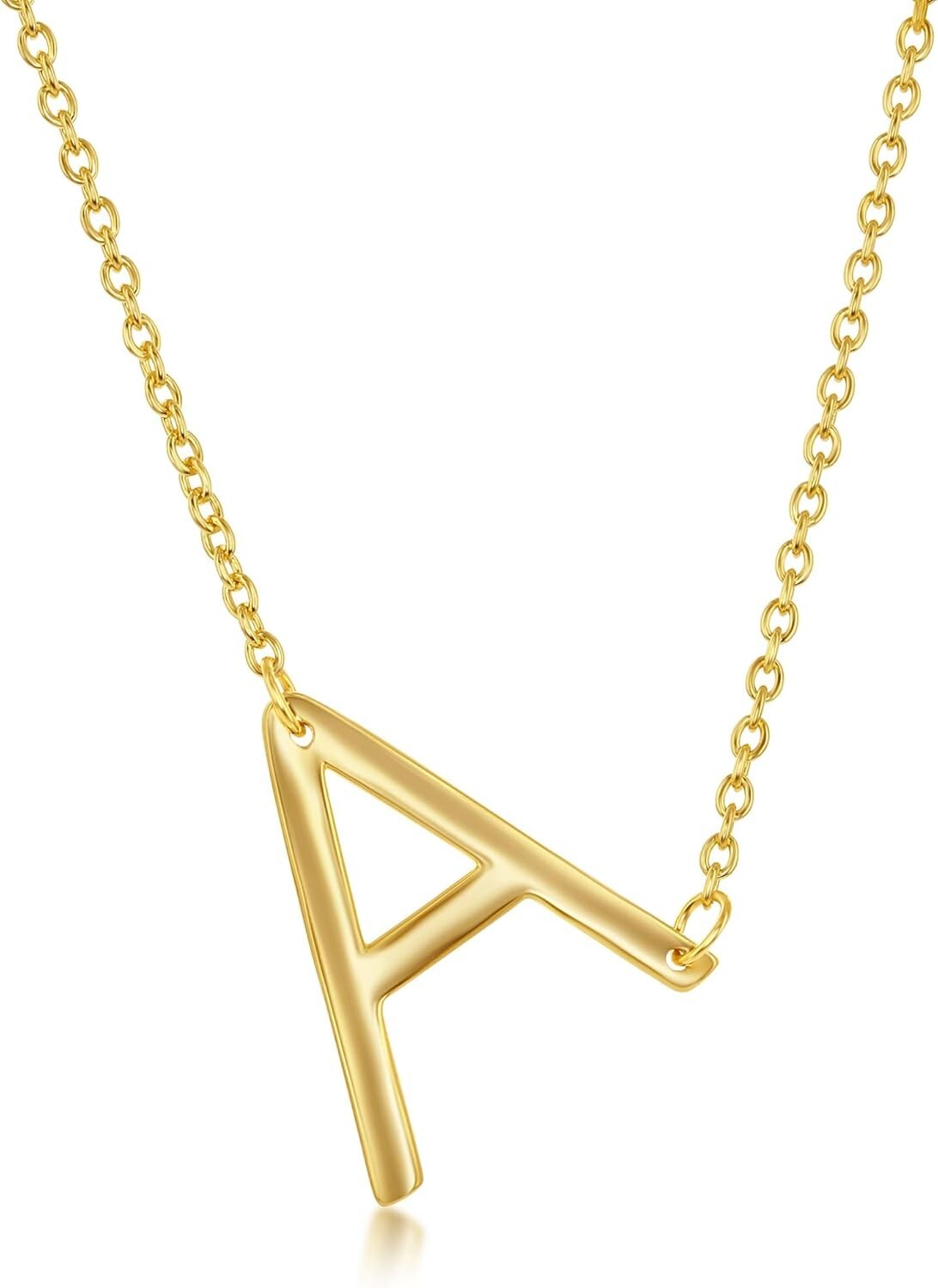 Dainty Handmade Sideways Initial Necklaces in 14k Gold or Silver | Perfect Gift