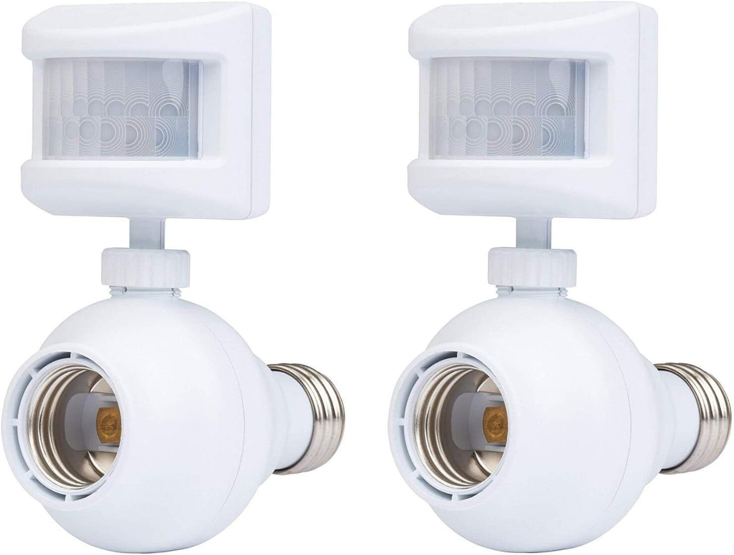 Automated Outdoor Motion Sensor Light Socket - Easy Screw-In Setup, 2 Pack