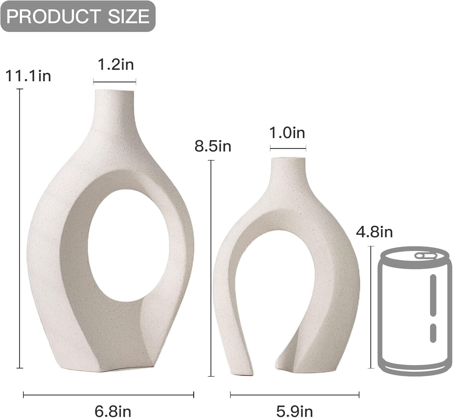 Extra Large Nordic Modern Flower Vases - Set of 2, Unique Snuggle Design