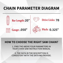 Load image into Gallery viewer, Professional 20" Chainsaw Chain Set with Chrome Rivets - Fits Many Brands