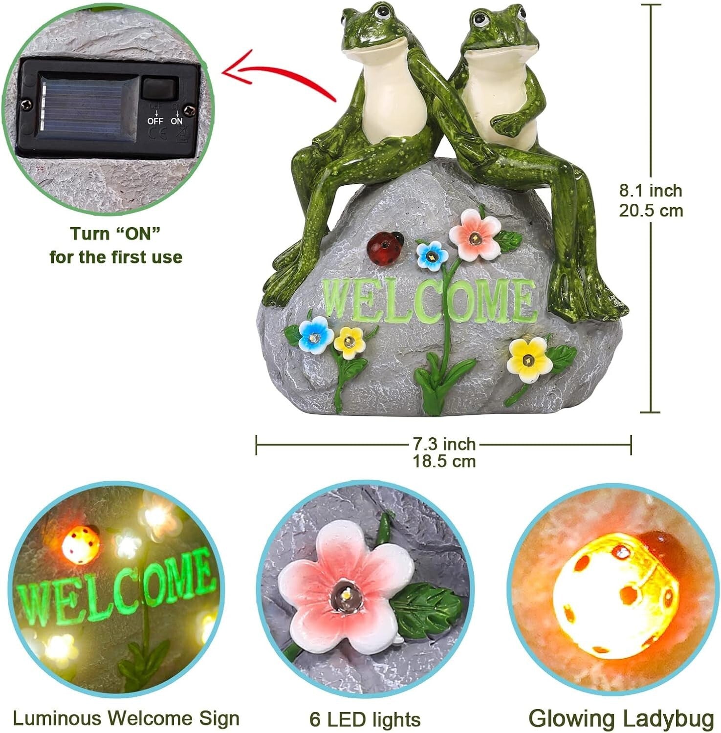 Charming Solar-Powered Frog Statue with Ambiance LED Lighting - Garden Gift