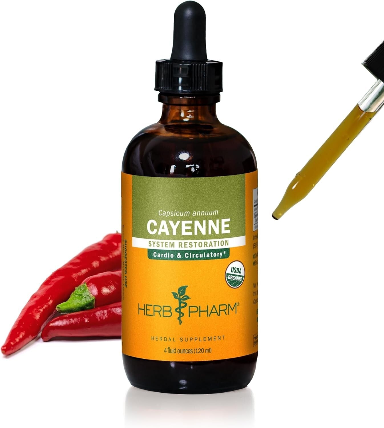 Cayenne Liquid Extract - 4 Oz Certified Organic Supplement for Circulation