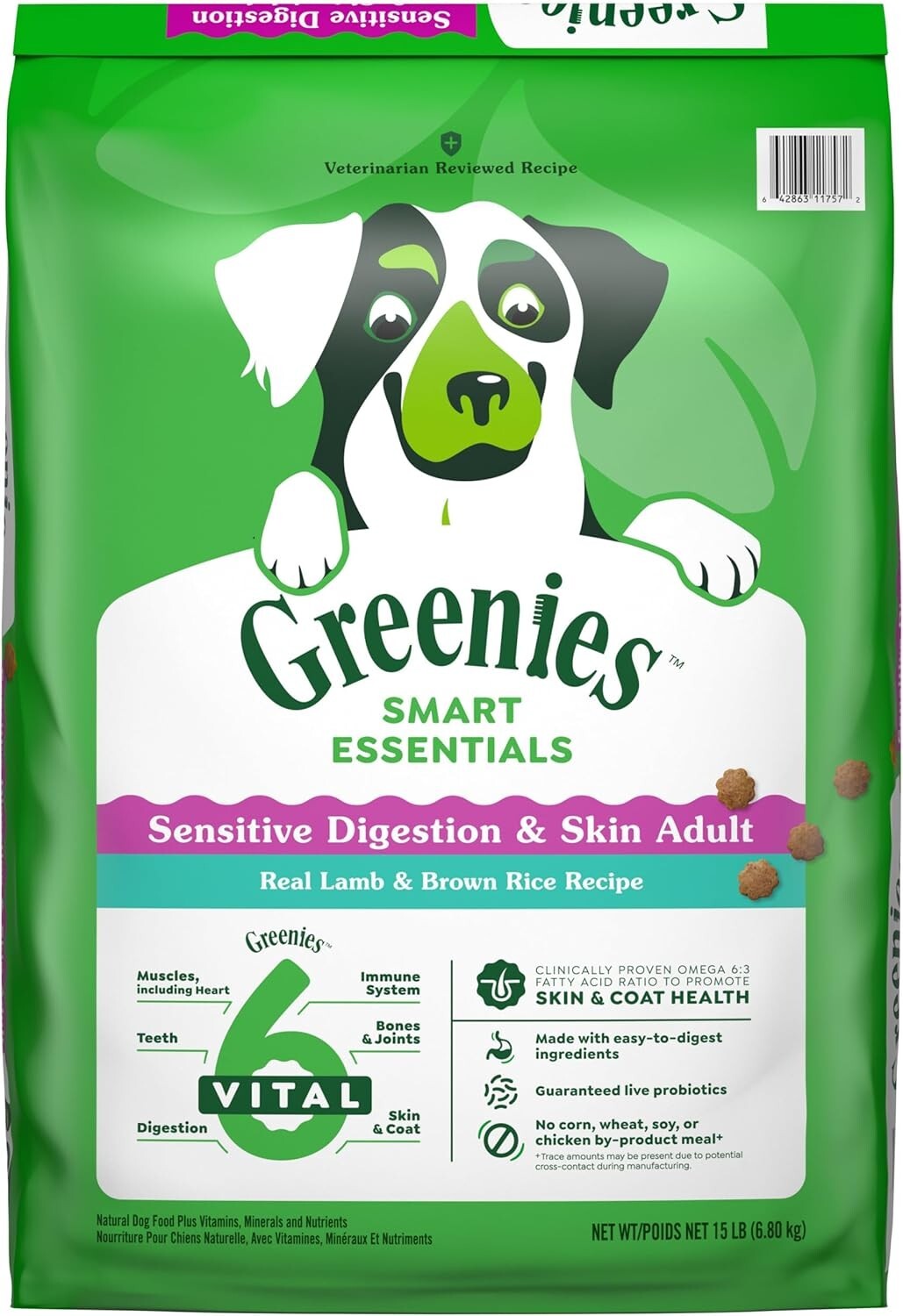 15 lb. Premium Adult Dog Food with Real Lamb & Brown Rice for Sensitive Stomach