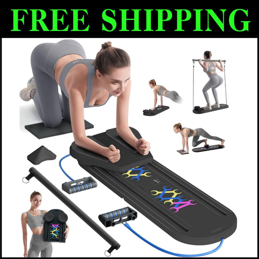 All-in-One Pilates Reformer Set with 15 Exercises - Lightweight & Functional