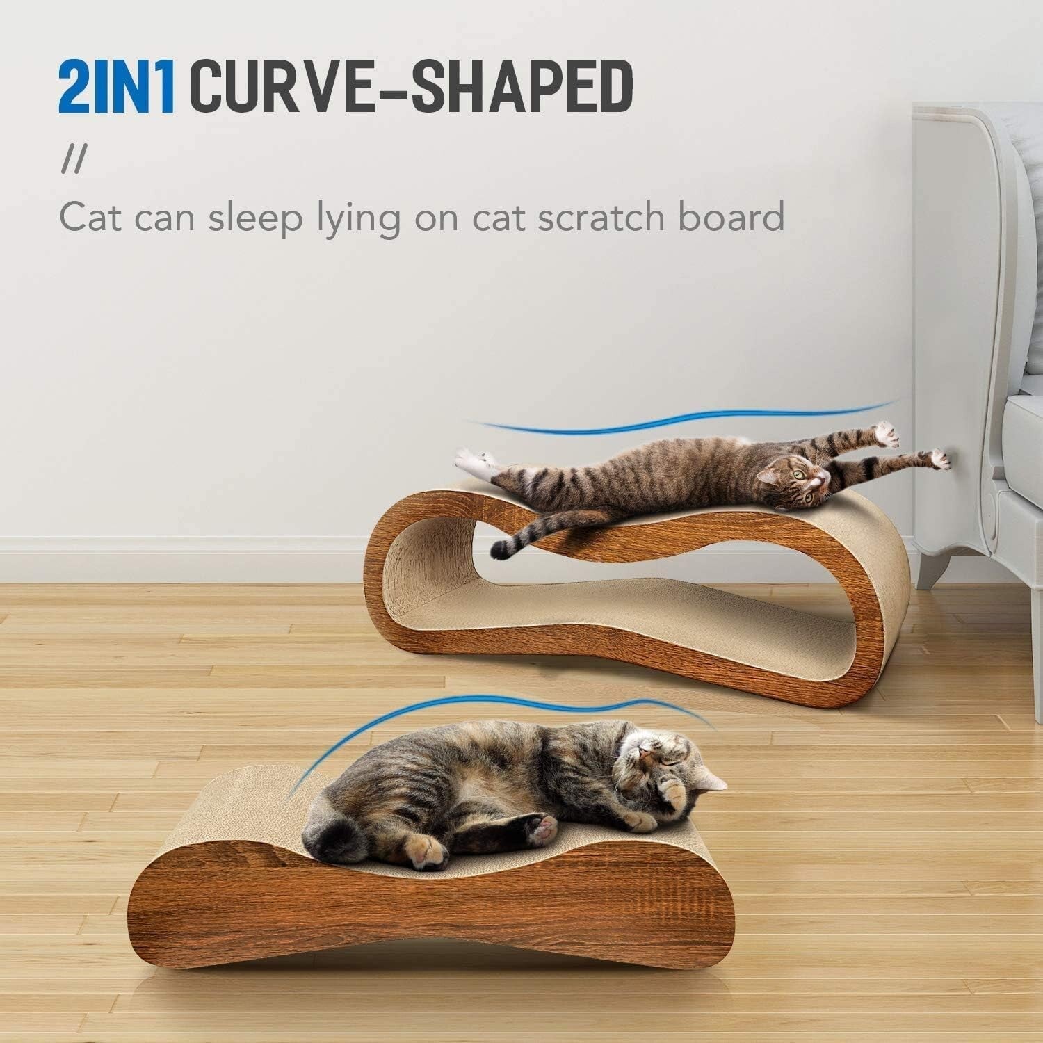 2 in 1 Cat Scratcher Lounge Bed - Durable & Eco-Friendly Cardboard Comfort