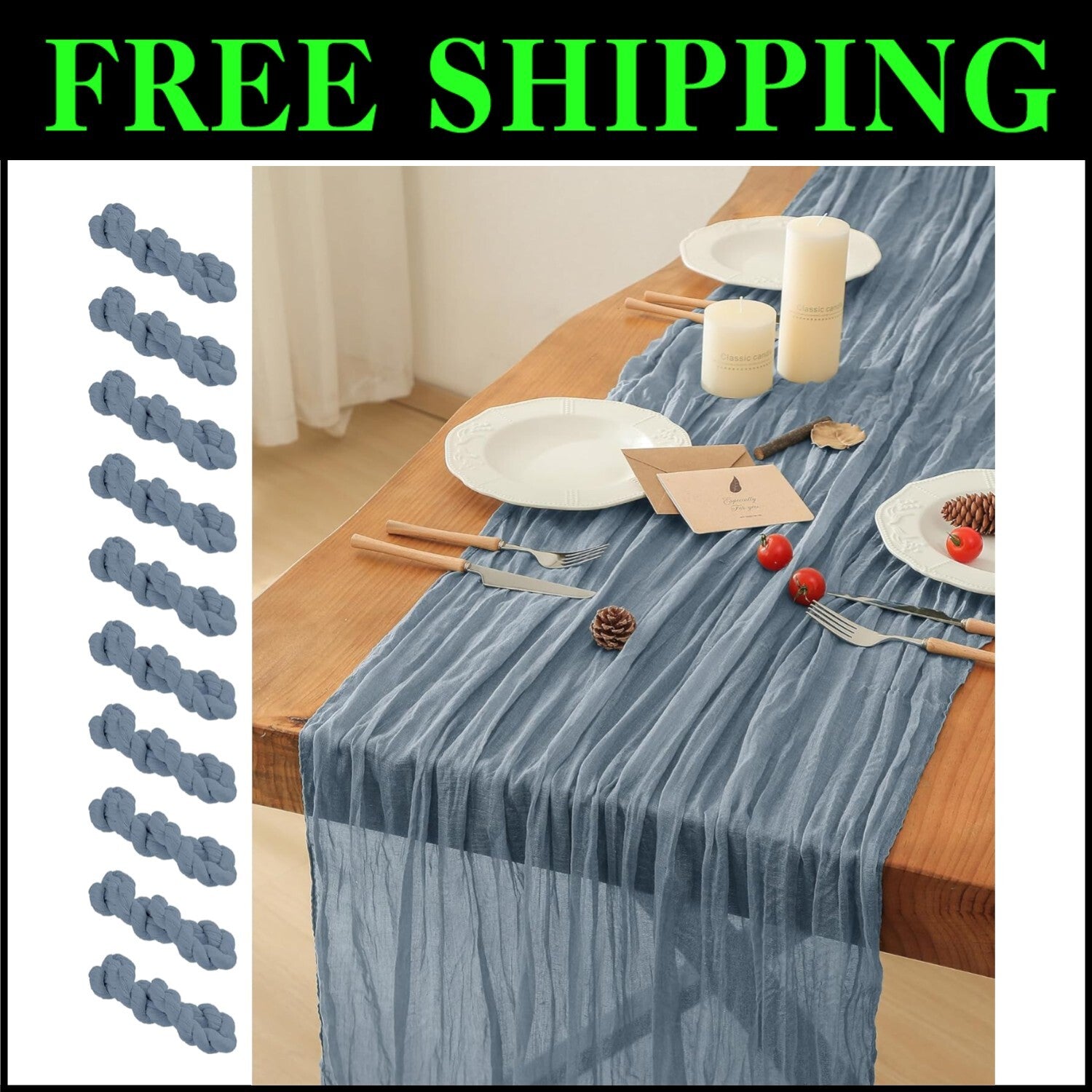 Versatile 35x120 Inch Dusty Blue Cheesecloth - Perfect for Weddings & Showers