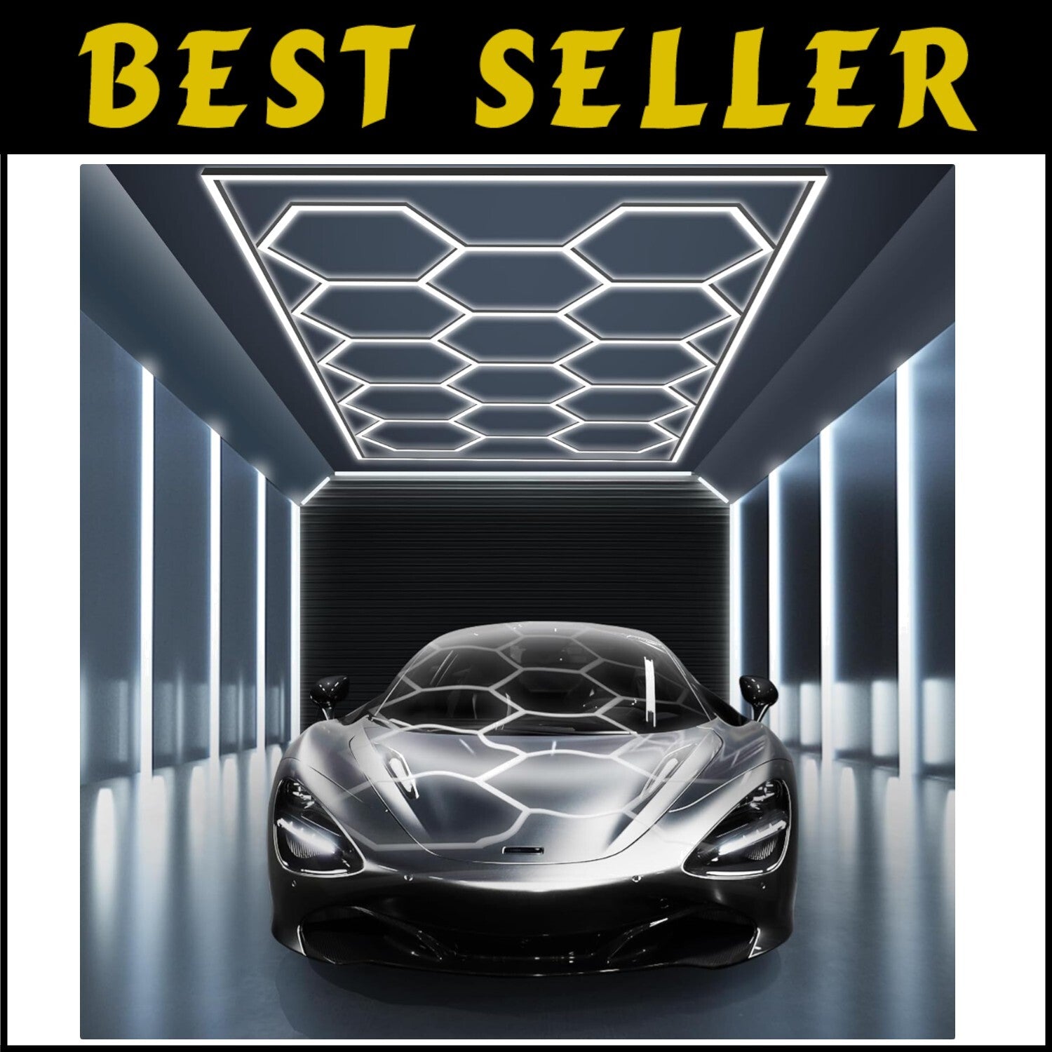 Customizable Hexagon Garage Light System - Includes 59 LED Tubes and Accessories