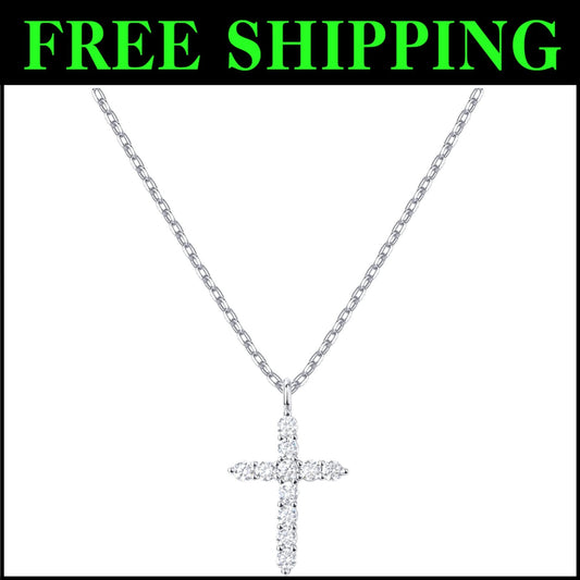 14K Gold Plated Cubic Zirconia Cross Necklace - Elegant Faith Pendant for Women