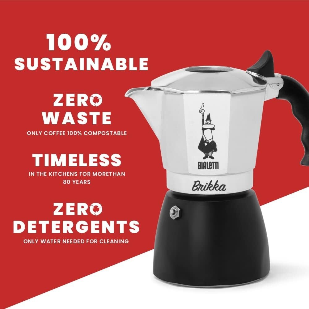 Authentic Espressos at Home: Brikka 4-Cup Aluminum Moka Pot for Perfect Brews