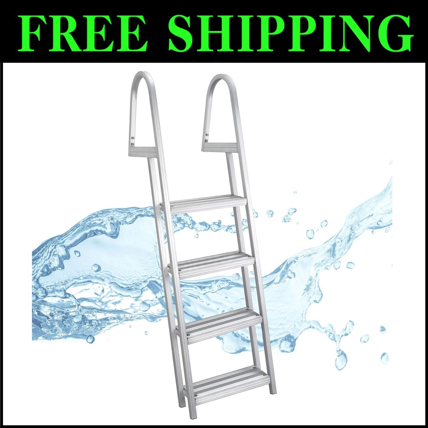 4-Step Removable Aluminum Boarding Ladder with Comfortable Steps & Handrails