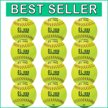 Load image into Gallery viewer, Optic Yellow Fastpitch Softballs - 12 Inch Official Size, 12 Pack with Mesh Bag