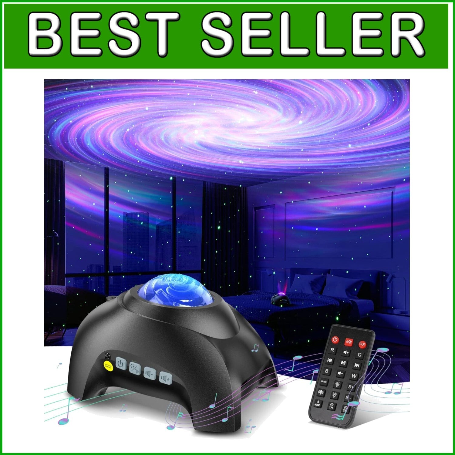 Bluetooth Galaxy Light Projector with 33 Modes & Remote Control for Home Decor
