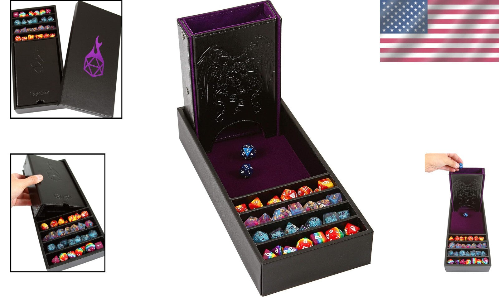 Portable PU Leather Dice Tray and Tower - Ultimate Dungeons & Dragons Storage