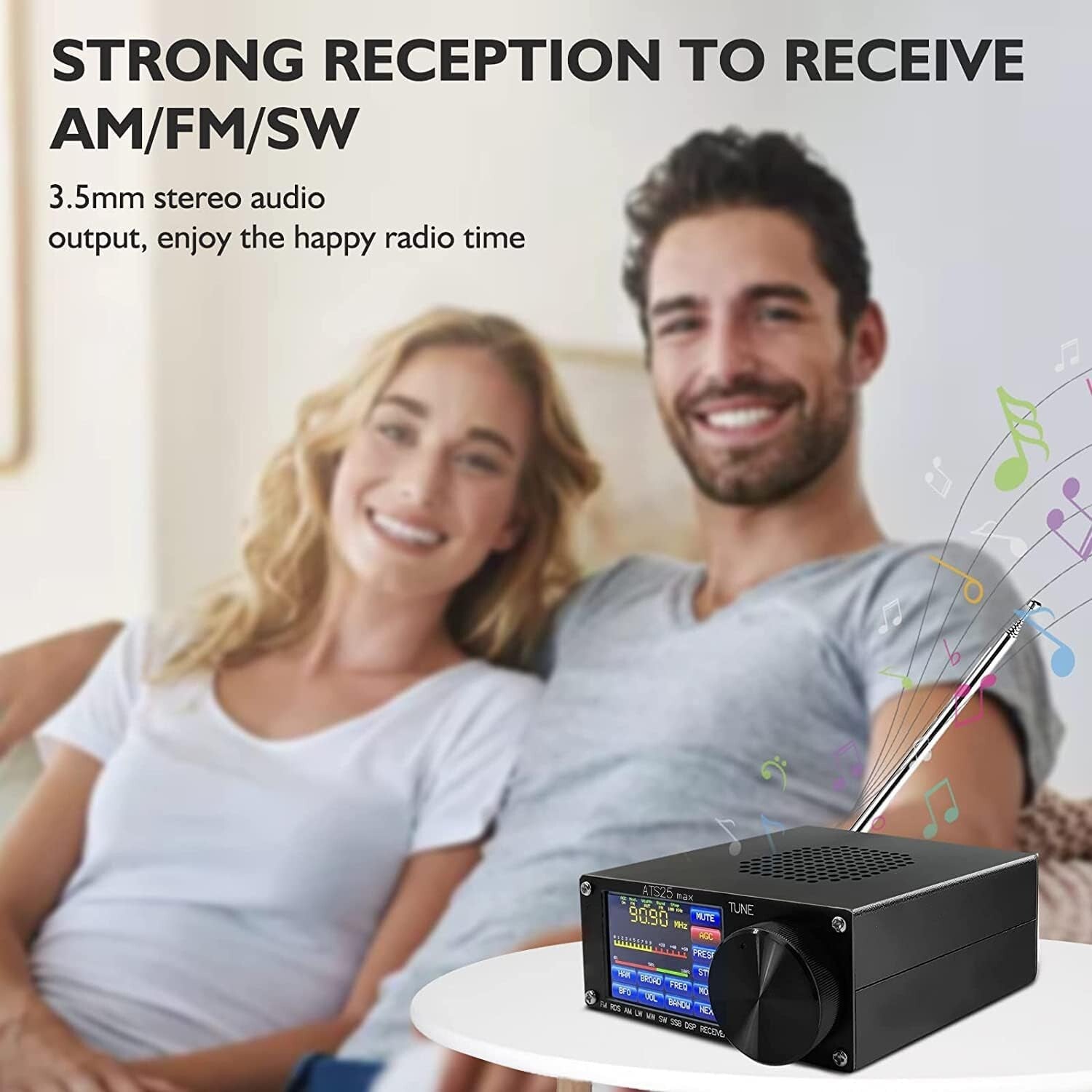 Upgrade Si4732 5.2B Radio Receiver - DSP Tune, 4000mAh Battery & Touch Control
