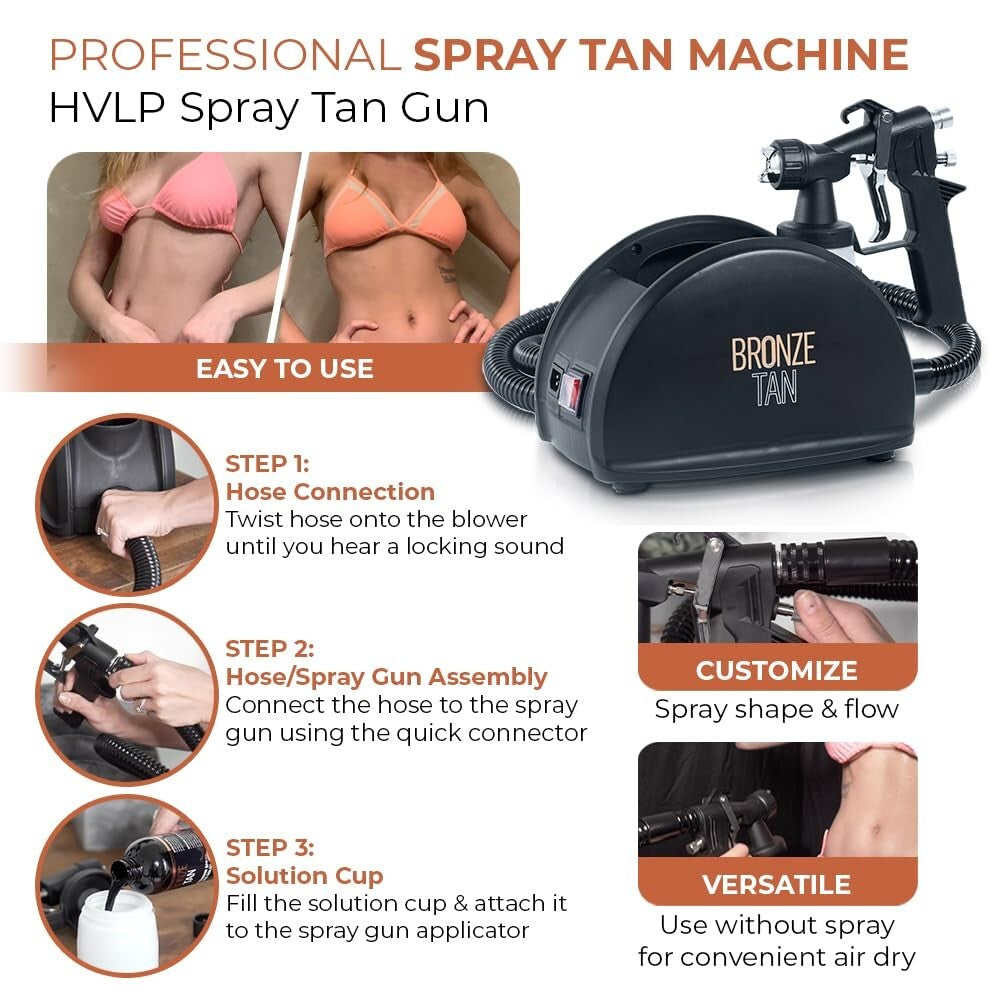 Professional Airbrush Tanning Kit - HVLP Spray Gun with Easy Cleanup & Guidance