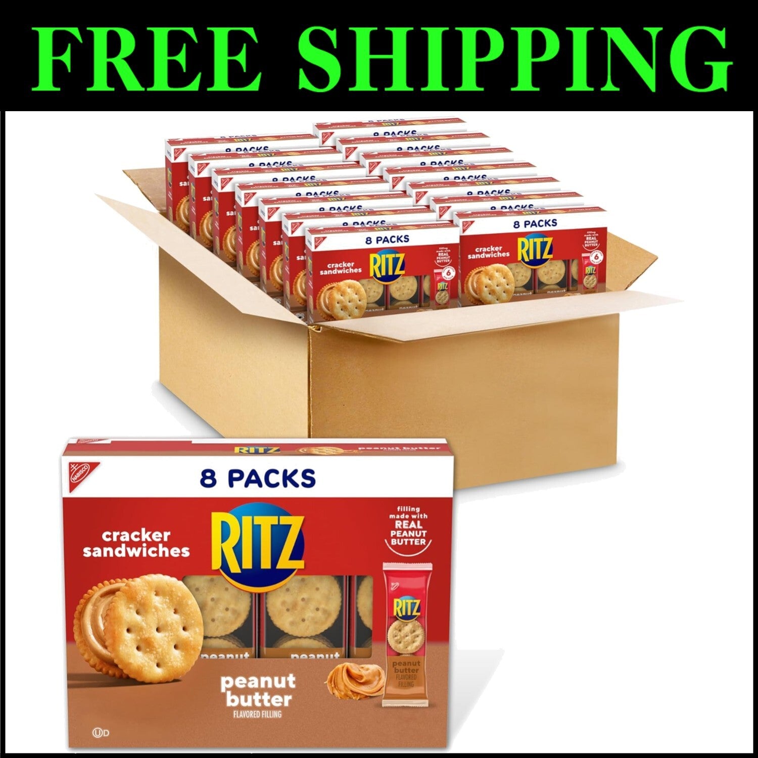 Convenient 112-Pack Peanut Butter Sandwich Crackers - Perfect On-the-Go Snack