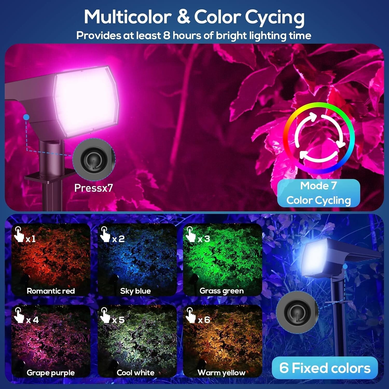 7 Lighting Modes Solar Outdoor Lights, Waterproof IP68 - Perfect for Decoration