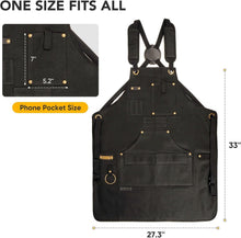 Load image into Gallery viewer, Heavy-Duty Waxed Canvas Work Apron with 10 Tool Pockets - Perfect for Craftsmen