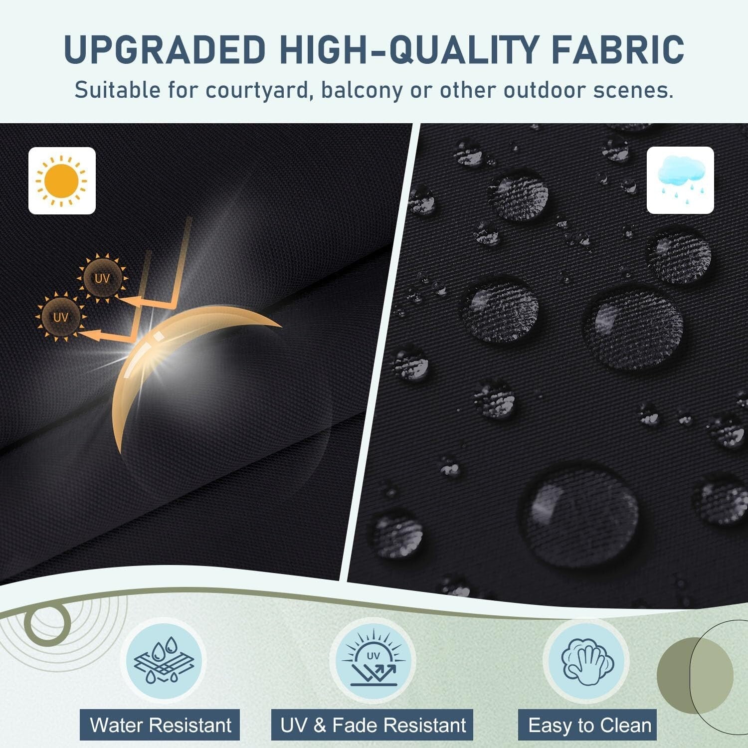 Durable 48x18x5 Black Patio Cushion - Waterproof and Stain-Resistant Design