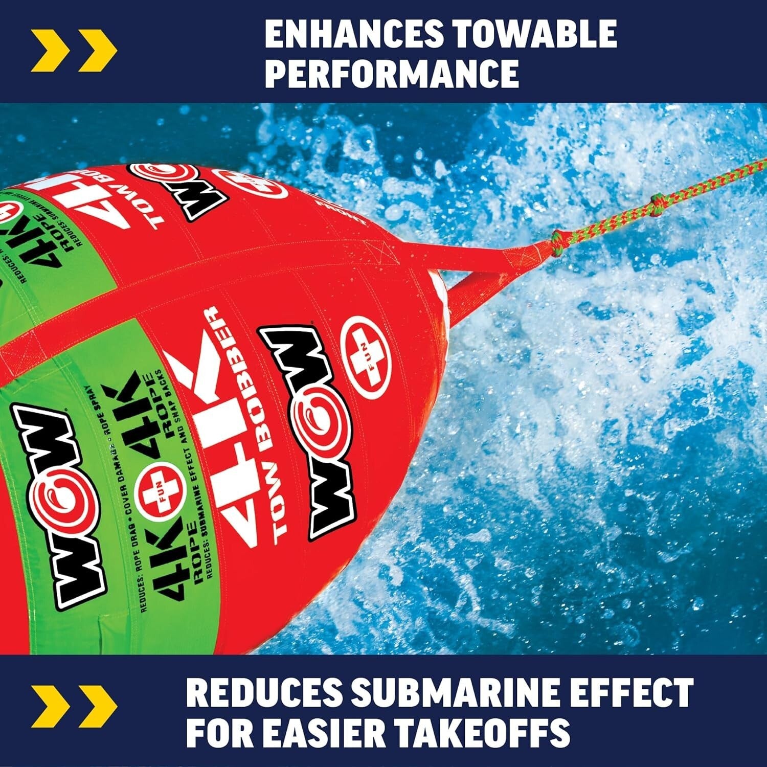 Heavy Duty 16-Strand Tow Rope with Bobber - Ideal For Deck Tubes & Wakeboarding