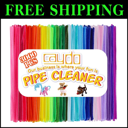 Large 3000-Piece Chenille Stems & Wiggle Eyes Set for Craft Classes & Home Fun