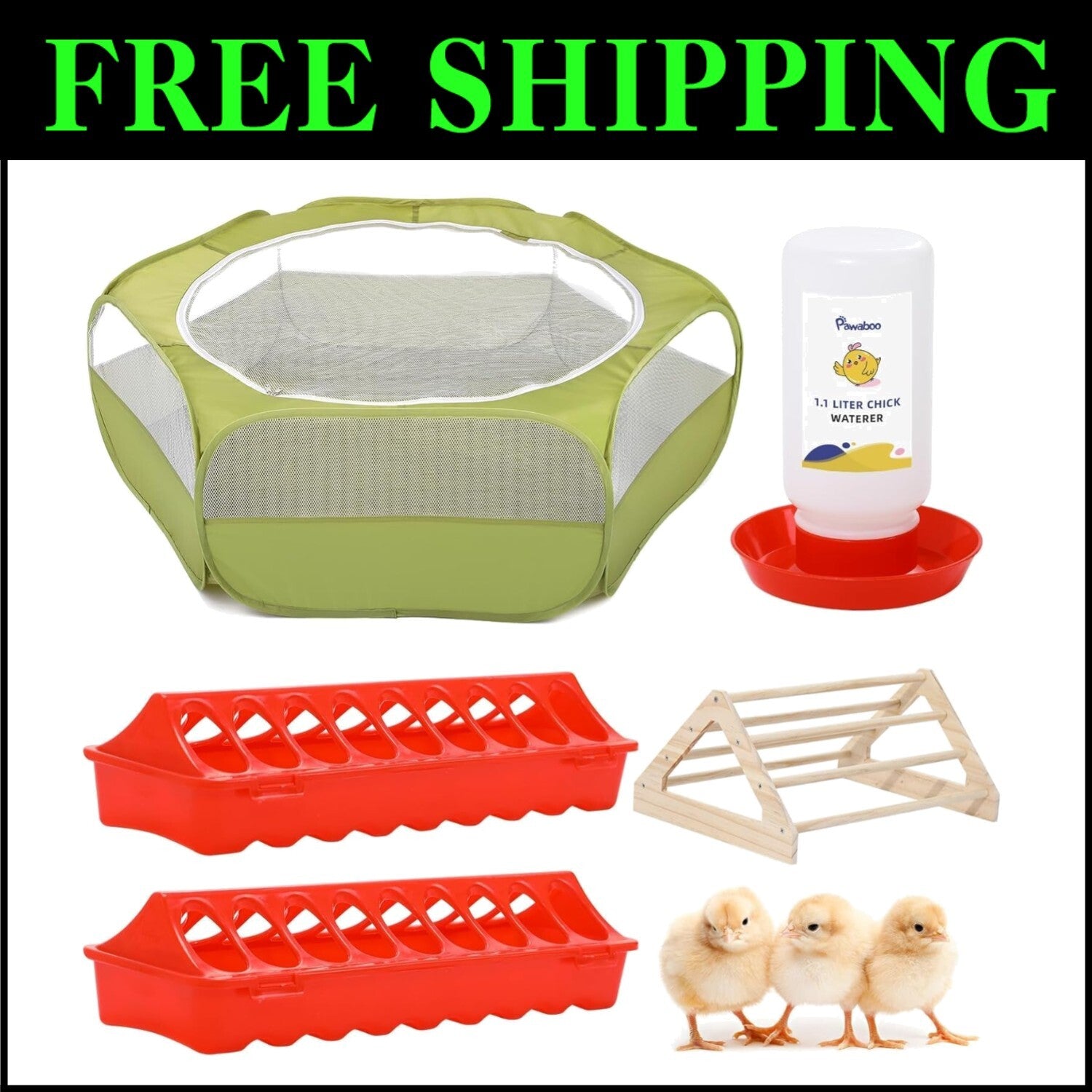 Lightweight 5-in-1 Brooder Kit for Chicks - Playpen, Feeder & Waterer Included