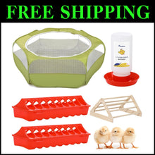 Load image into Gallery viewer, Lightweight 5-in-1 Brooder Kit for Chicks - Playpen, Feeder &amp; Waterer Included