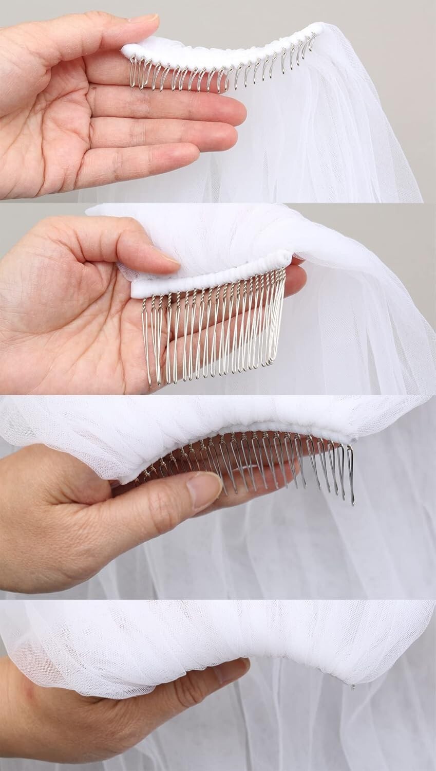 Luxurious 2T Dual Edge Embroidered Veil with Silver Thread Trim - Bridal Beauty