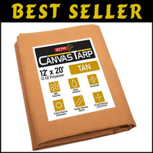 Load image into Gallery viewer, Durable 12' x 20' Tan Polyester Tarp - Perfect for Gardening and Emergencies