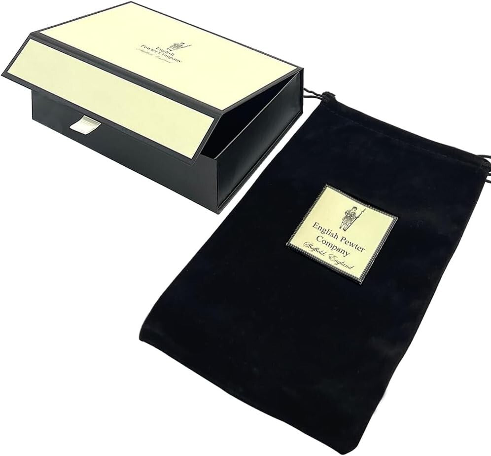 Luxury 6oz Pewter Hip Flask with Genuine Leather Pouch - Sheffield Craftsmanship